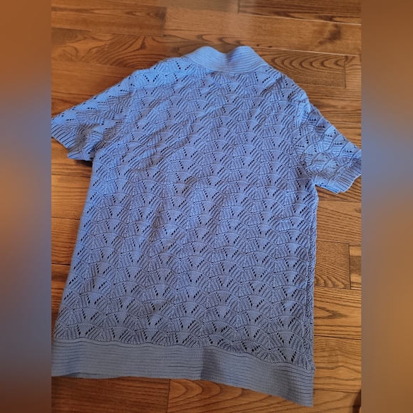 Periwinkle knit shrug, excellent condition, rarely wore, well cared for. - Picture 6 of 7
